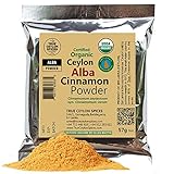 Certified Organic Ceylon Alba Cinnamon Powder Directly from a Sri Lankan Grower, Packet - 57g (2.0 oz), Light Brown Sifted Fine Powder, Uppermost Grade of Ceylon Ground Cinnamon