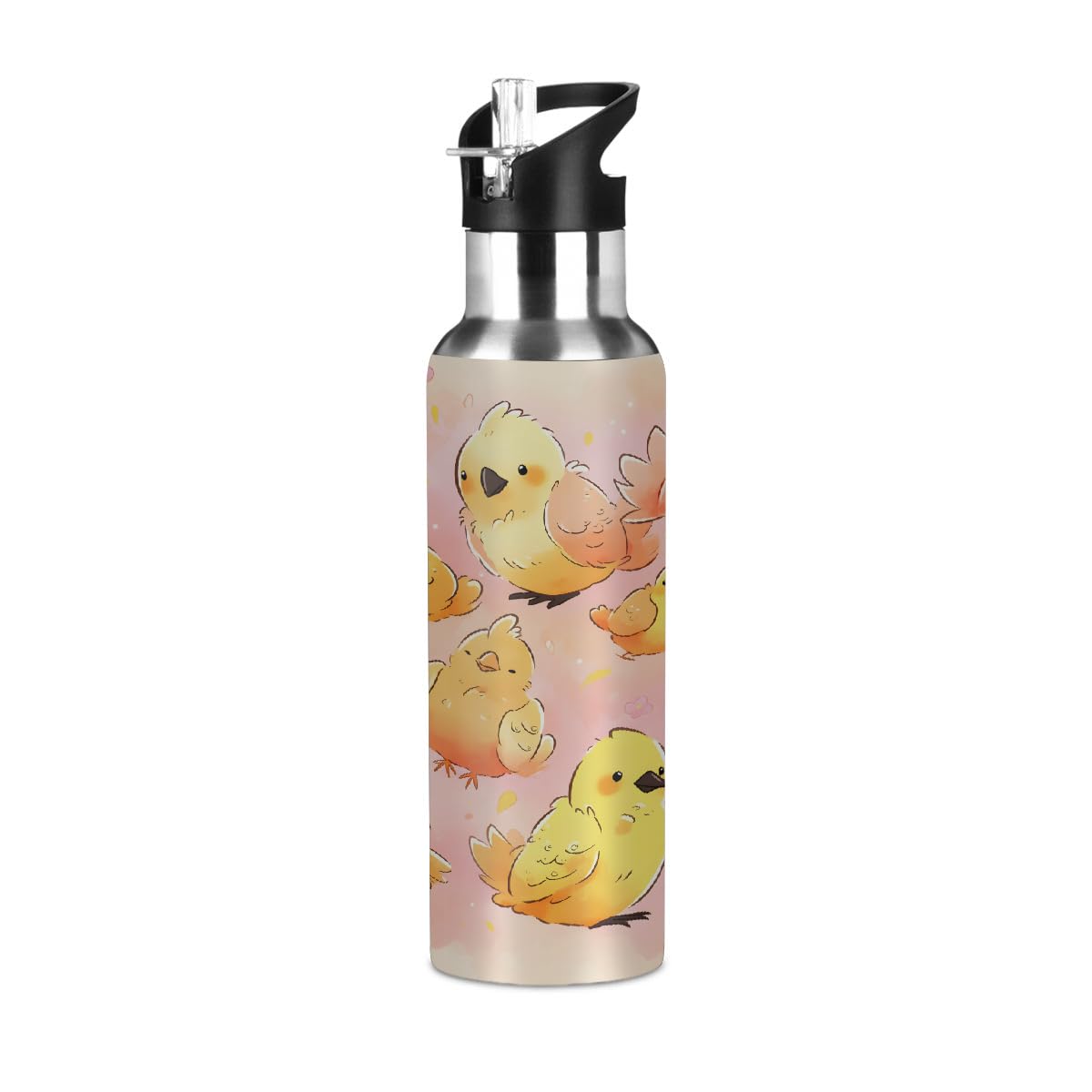 Bouteille d'eau isotherme 600ml en acier inoxydable étanche avec paille pour sport