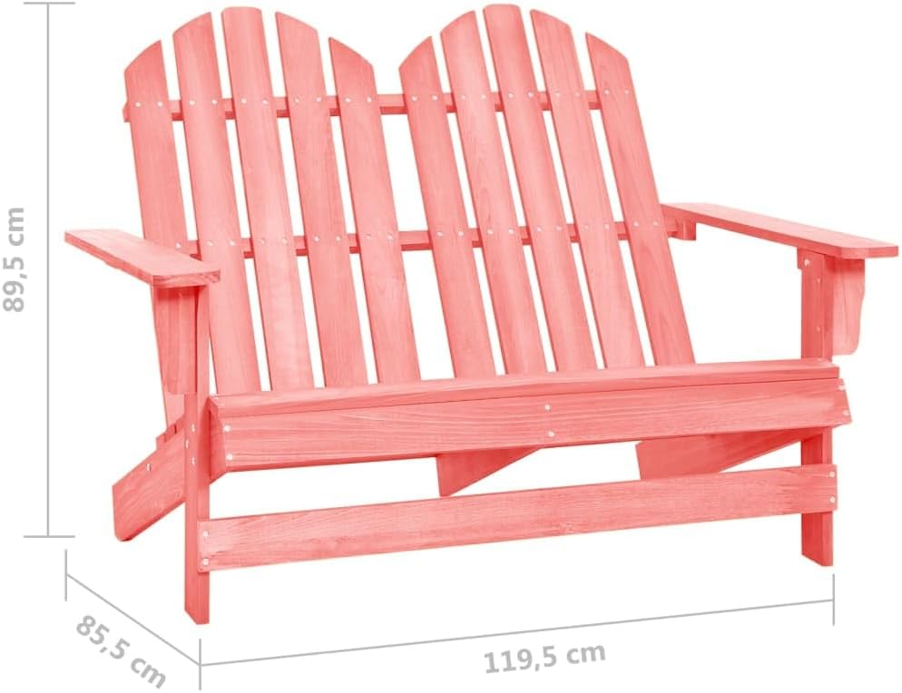 vidaXL Adirondack Style 2-Seater Patio Chair - Pink - Solid Fir Wood - Weather-Resistant Outdoor Lounge Seating for Garden or Patio