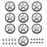 Mingchen Star Decorative Conchos, Hollow Out Decorative Buckle, Metal Screw Back Conchos Buttons for DIY Leather Goods Accessories, 10 Pieces
