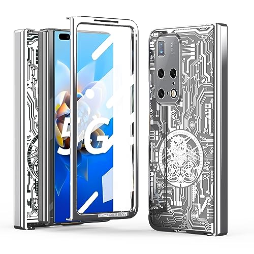 RRXYHK Slim Case for Huawei Mate X2 with Hinge+Camera Lens Protector,Thin Hard PC Case Fashion Protective Case for Huawei Mate X2 Rugged Electroplating Cover(Silvery)