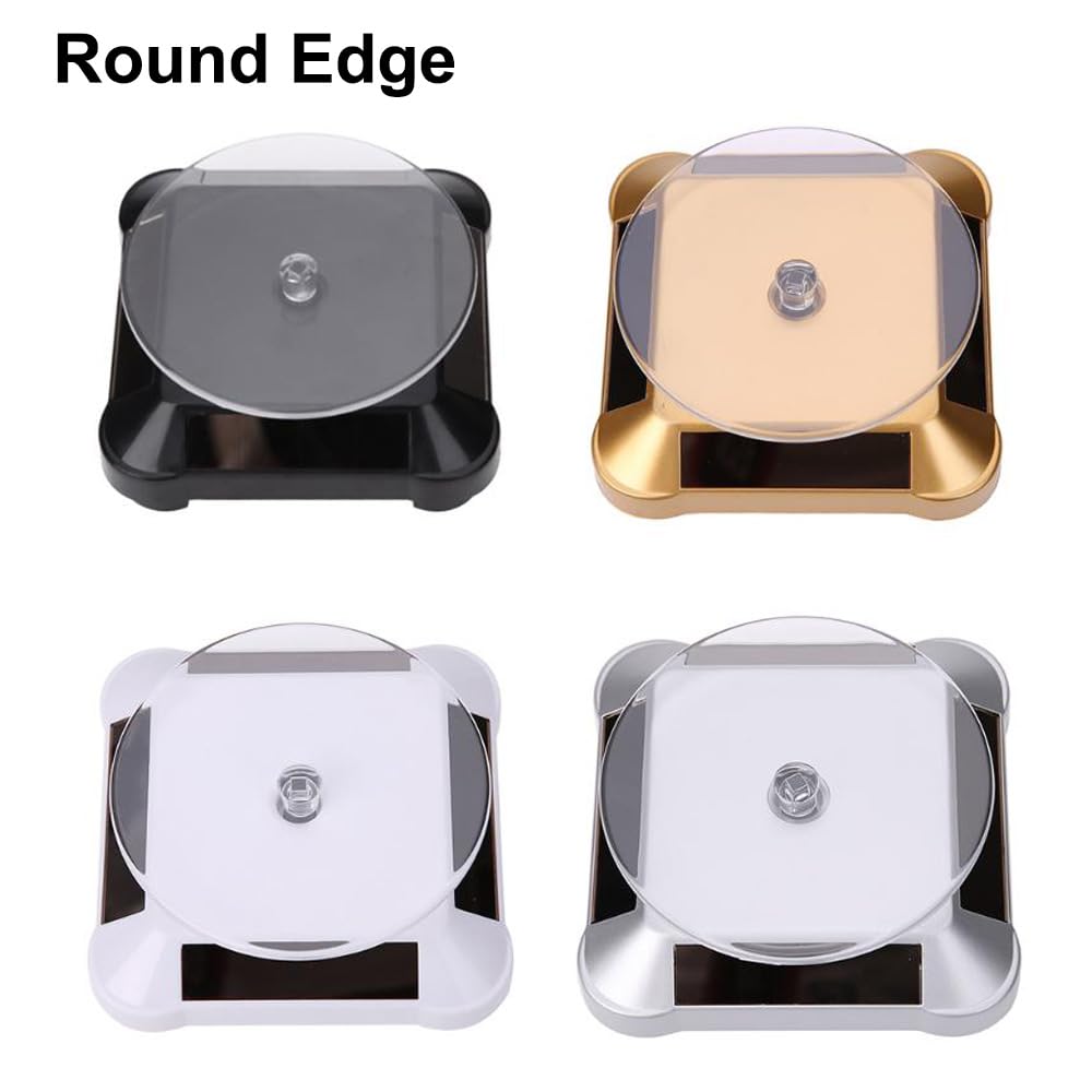 Zonne-energie Roterende stand 4 Kleuren Zonne/AAA Batterij Aangedreven Showcase 2 Vormen 360 Graden Draaitafel Roterende Horloge Telefoon Sieraden Organizer Display Stand Mount Houder