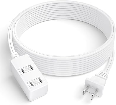 Indoor Extension Cord - 6.2 Ft White 2-Prong Power Strip with 3 Polarized Outlets & Safety Slide Windows, 16/2 AWG, 13A/1625W for Home, Office & Travel