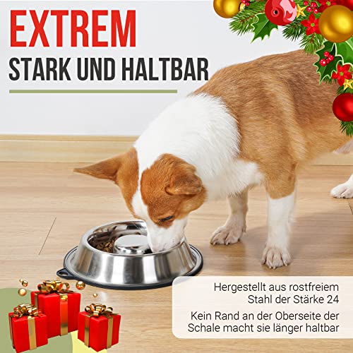 PEGGY11 Edelstahl Slow Feeder Hundenapf | Dauerhaft verklebter Rutschfester Silikonkautschuk