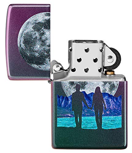 Image of Zippo Moon Couple Design Iridescent Pocket Lighter