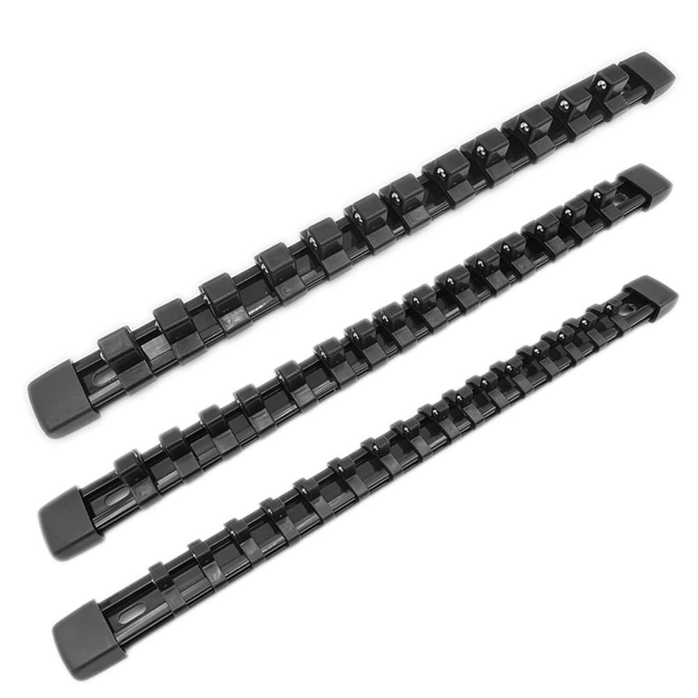 Ijsdnvjndx Black 3 Pcs Socket Organizer 1/2 3/8 1/4 Inch Drive Socket Rail Holders Repair Tools Socket Wall