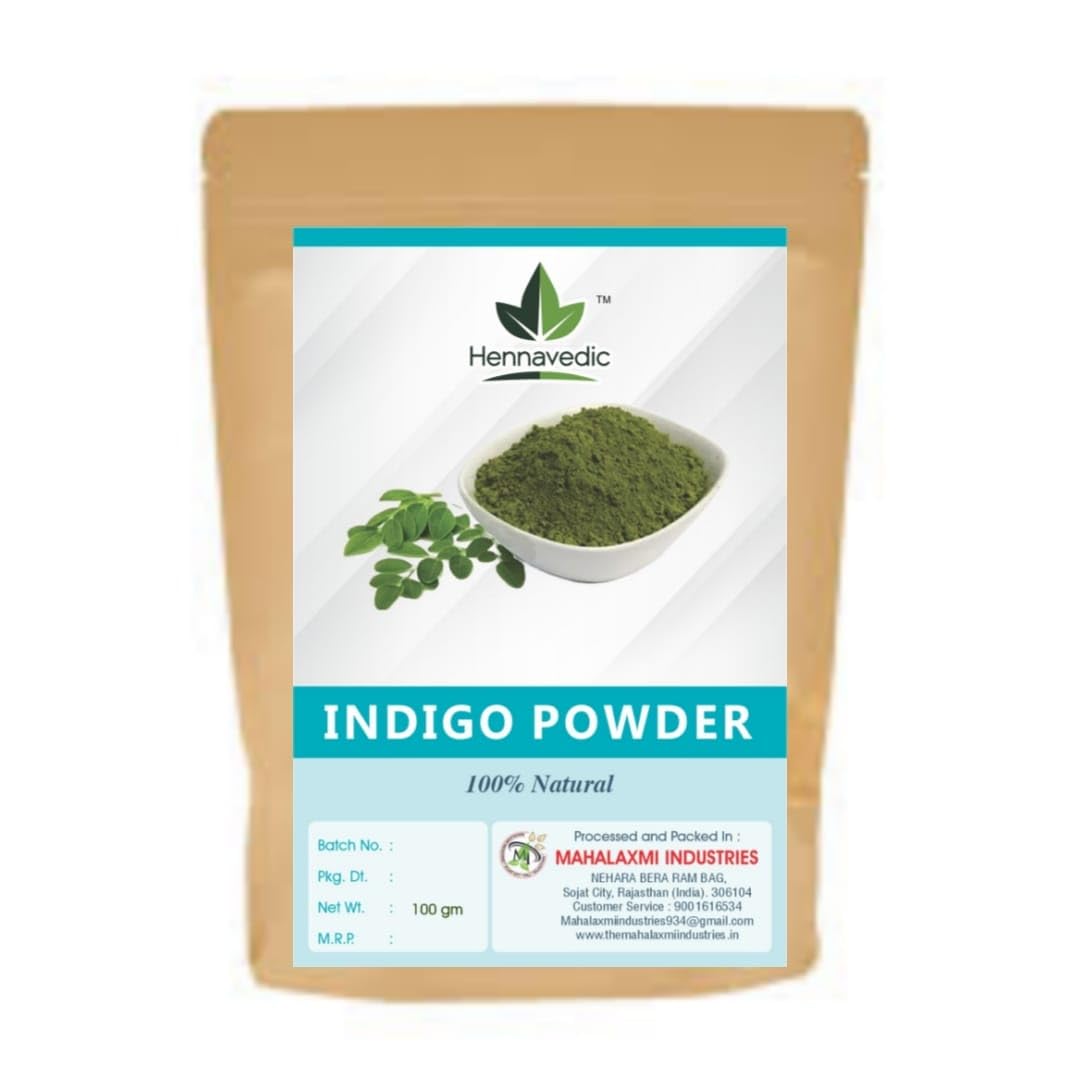 Pure Indigo Powder for Natural Hair Coloring, Arrests Early Greying & Protects hair from Damage, 100% Natural Herbal Powder for Hair Conditioning, 100g (1, 100 GM)-image-28