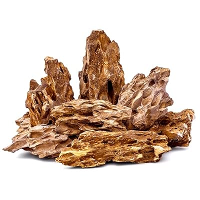 FISCAPE 6.1-8.1 Inches Natural Dragon Stone, 6 PCS Large Aquarium Rocks for Aquascaping, Terrariums, Reptile Tanks & Aquarium Décor