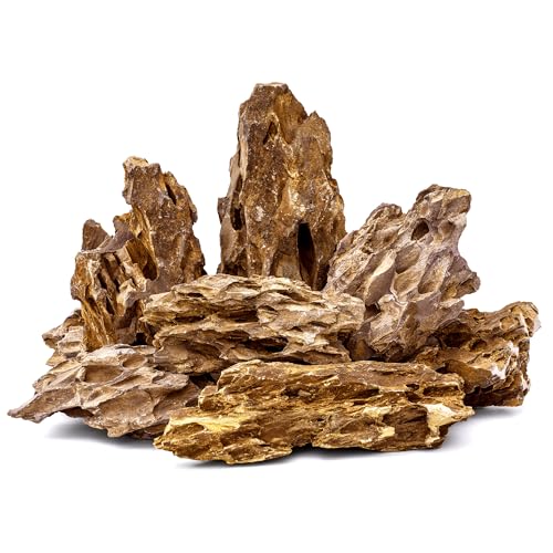 FISCAPE 6.1-8.1 Inches Natural Dragon Stone, 6 PCS Large Aquarium Rocks for Aquascaping, Terrariums, Reptile Tanks & Aquarium Décor