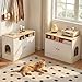 JanflyHome Cat Litter Box Enclosure for 2 Cats, TV Stand with Storage & Outlet, 63