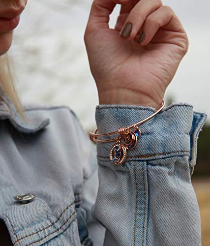 Leafael Superstar Zodiac Expandable Bangle Bracelet Made with Premium Crystals Horoscope Constellation October November Birthstone Topaz Brown Jewelry, Rose Gold Plated, 7"4