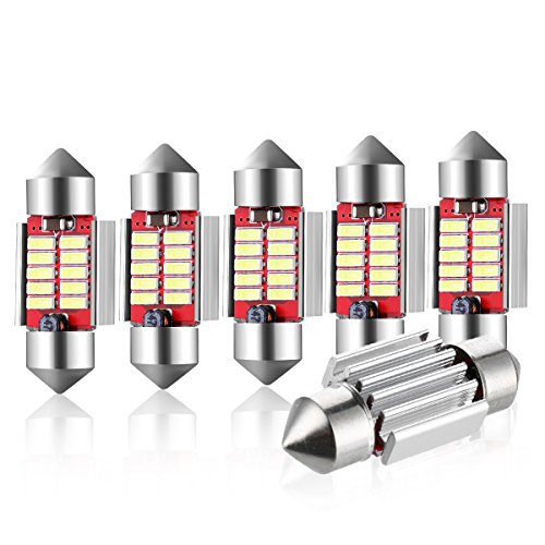 Audew6pcs DE3175 LED Interior Dome Light Map Bulb License Plate Lights for Car-Extremely Bright 4014 Chipset Canbus Error Free DE3021 DE3022 Festoon,Color White(31mm x 12mm)