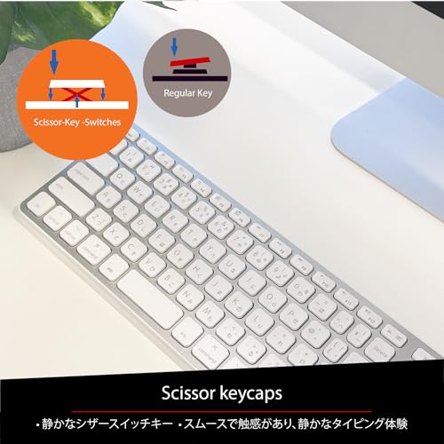 MACALLY MACALLY Bluetooth - 互換性のある Apple 大型キーボード ワイヤレス テンキーあり-充電式マルチペアリング 3台 MacBook Pro/Air、iMac、Mac Mini、Mac Pro シルバー 日本語配列JIS (BTZKEYA) の商品画像 4