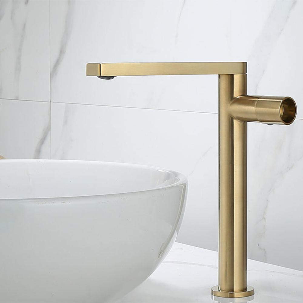 LMYSXAOZ Basin Mixer Tap Tall Brass Hot and Cold Rotating Bathroom Sink Taps Single Hole Rust-Proof Durable Kitchen