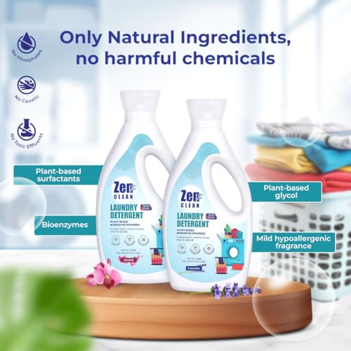Image of Avni Wellness Zenticlean Natural Laundry Detergent | Orchid Fragrance | Plant-Based, Eco-Friendly & Herbal | Front Load & Top Load | Removes Stains & Odours | Protects Colour