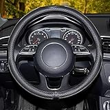 Tolles Berührungsgefühl: ❯❯❯ Rutschfest, stabil, hitzebeständig und lindert Ermüdungserscheinungen beim Fahren. Echtes Ledermaterial sorgt für ein großartiges Gefühl. Geeignet für alle Lenkräder in Standardgröße mit einem Durchmesser von 14,5 bis 15,25 Zoll.