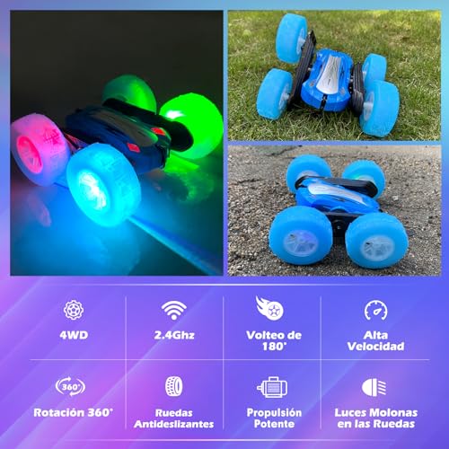 Coche Teledirigido,Coche AcrobáTico Camiones 360 Grados De RotacióN,Juguete Niño Regalo 3 4 5 6 7 8 9 12 Años Niña 2.4Ghz Niños Coche Teledirigido con Luces Incluye Batería Recargable (Azul) 3 Coche Teledirigido,coche Acrobático Camiones 360 Grados De Rotación,juguete Niño Regalo 3 4 5 6 7 8 9 12 Años Niña 2.4ghz Niños Coche Teledirigido Con Luces Incluye Batería Recargable (Azul)