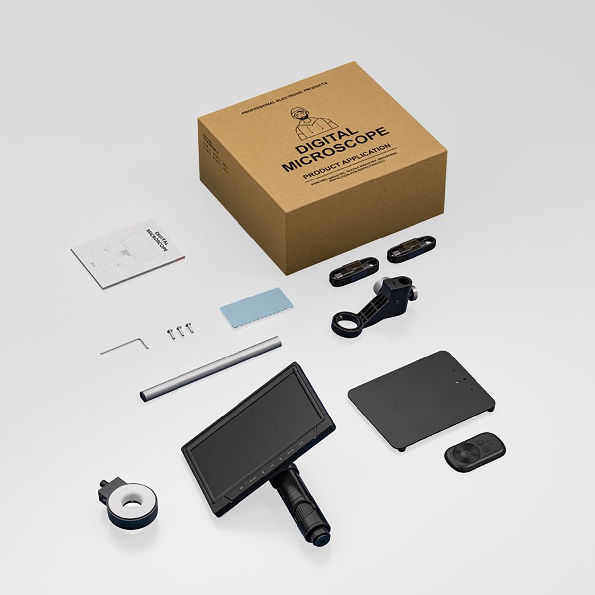 Microscopio electrónico para Adultos, 1600x, Equipos y Suministros de Laboratorio, microscopio de Enfoque con Pantalla Grande de 10 Pulgadas, se Puede transferir a través de una PC, 12 MP