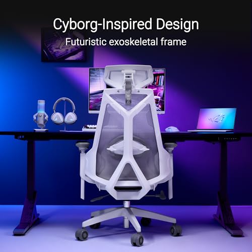 ASUS ROG Destrier Core Chaise de Gaming Ergonomique, appuie-tête 2D, Support Lombaire, accoudoirs 3D pour Gaming Mobile, Profondeur et Hauteur réglables, Inclinaison en 3 Positions, Blanc Lunaire – Image 3