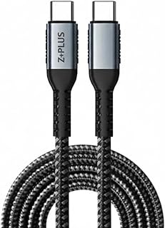 Z+PLUS USB-C to USB-C Cable, Braided, Grey and Black, 60W Fast Charging