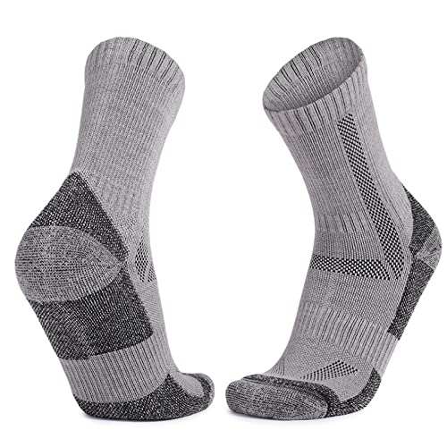 PRIOKNIKO Mid-calf Men's Warm Sports Socks Thickened Snow Ski Socks,grey,One Size