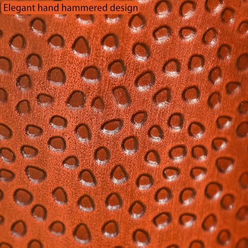 Image of Hand-Hammered Antique Copper Metal Trash Can, Small Decorative Wastebasket for Bathroom, Bedroom, Office, Kitchen & Dorm - Durable Round Garbage Bin, 7 inch W X 7 inch L X 12 inch H