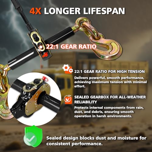 Image of YATOINTO Electric Torque Drive Load Binder | Fits 3 /8''-1 /2'' Chain | 9,200 lbs Safe Working Load | Heavy-Duty Ratchet Binder Compatible with Portable Drill for Fast Cargo Tie-Down & Load Securement