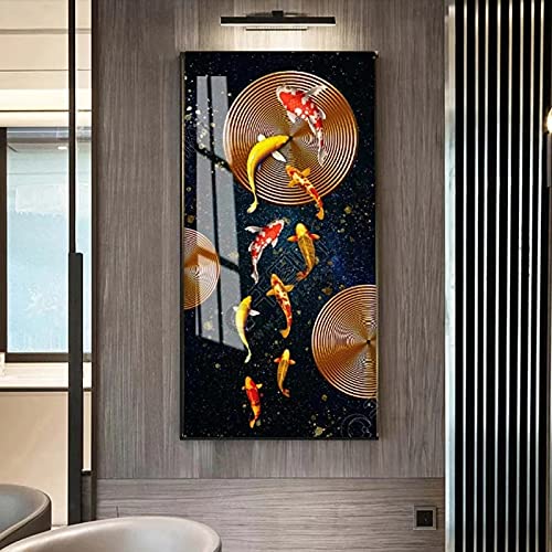 Toile carpe koï Feng Shui grand format 80x160 cm haute définition