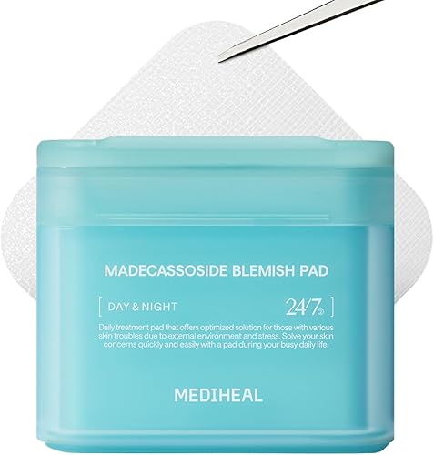 MEDIHEAL Madecassoside - Almohadilla de tóner facial cuadrada de algodón con centella asiática y madecassoside, anti manchas para mejorar el tono de