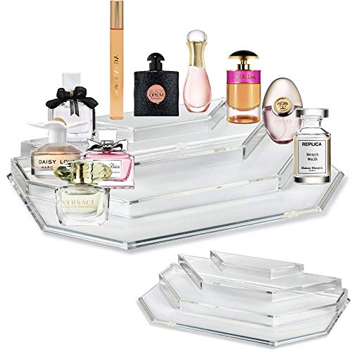 byAlegory Acrylic Mini Perfume & Mini Scented Oils Organizer & Vanity Display 4 Tiers For Storing Mini, Travel Size, Rollerball Beauty Perfume Bottles - Black Clear