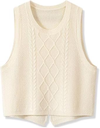 Womens Knit Sleeveless Crewneck Sweater Vest 2025 Knitwear Tank