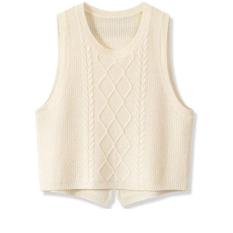 Image of Womens Knit Sleeveless Crewneck Sweater Vest 2025 Knitwear Tank