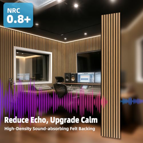 Image of Art3d 6-Piece Wood Acoustic Panels for Noise Reduction, 3D Textured Wall Paneling for Living Room Bedroom TV Background Interior Decor, Teak