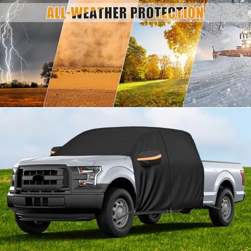 Image of Cab Car Cover for Full-Size Truck Crew Cab, Compatible with Ford F-150, Chevy Silverado, Dodge Ram, GMC Sierra, Toyota Tundra, Nissan Titan, Truck Cab Roof Cover