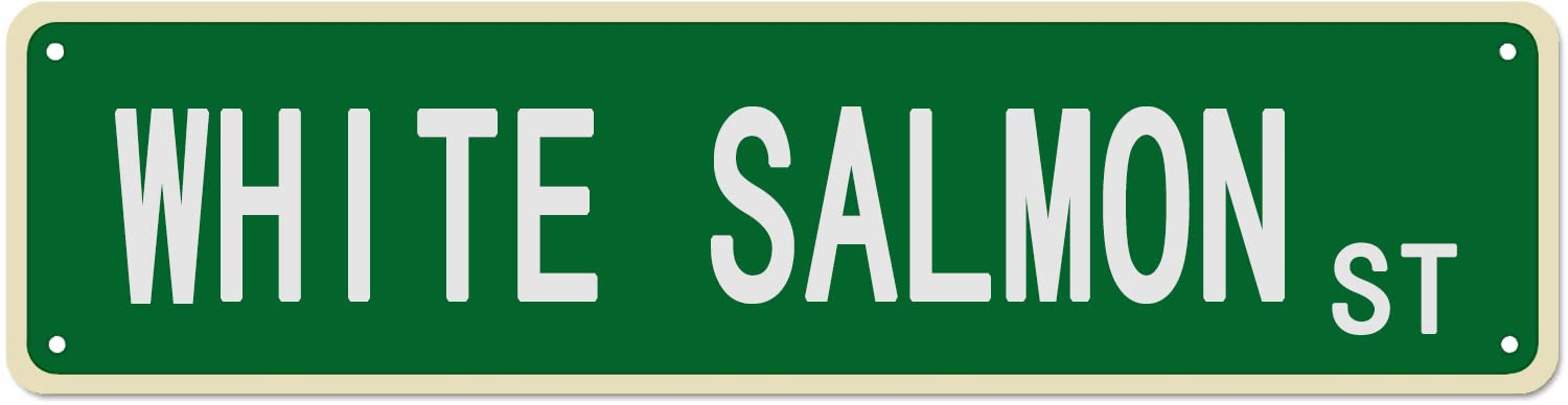 DTHNKL Metal Sign White Salmon St Vintage Retro Tin Art Plaque Aluminum for Home Kitchen Garden Wall Coffee Decor 4x16 Inch
