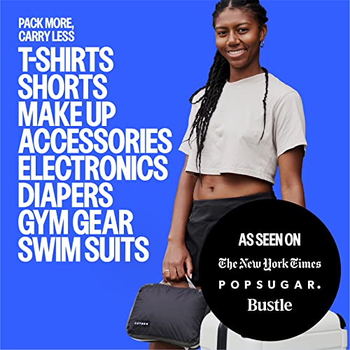 Compression Packing Cubes - 2 Pack Clean Dirty Separate Zipper - Luggage & Suitcase Organizer Travel Cube, Large Small Laundry Compartment Organizers for Clothes, Shoes Makeup