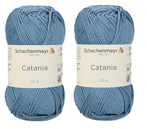 Image of [ Set of 2 Skeins ] SMC Catania Originals 100% Mercerized Cotton Yarn, Total 3.52 Oz. Each 1.76 Oz (50g) / 136 Yrds (125 m) Amigurumi Yarn Fine-Sport 2 (421 Denim)