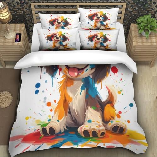 Housse de Couette Chiot Imprimé 3D Microfibre Ultra Douce - 5