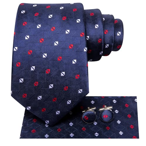 Image of Dubulle Mens Tie Set Solid Paisley Silk Striped Necktie for Men with Cufflinks Tie and Pocket Square
