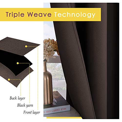 Image of NICETOWN Room Darkening Draperies Curtains, Energy Smart Thermal Insulated Solid Grommet Curtains /Drapes Window Panels (2 Panels, 34-inch x 54-inch, Toffee Brown)