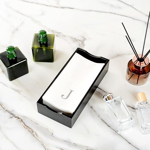 Miniatura 455 de Luxenap - Toallas de invitados de 15.8 x 7.9 pulgadas, 50 toallas de mano con letras plateadas, letra "P", fuente Sans Serif, servilletas de papel