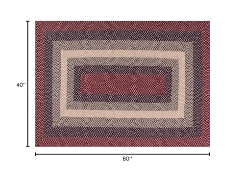 Image of Better Trends Woodbridge Braid Collection is Durable and Moisture Resistant Reversible Indoor Area Utility Rug 100% Wool in Vibrant Colors, 40 inch x 60 inch Rectangle, Cranberry