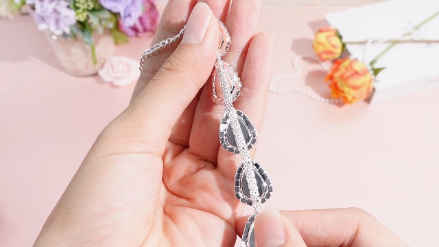 Meanplan Silver Rhinestone Clutch Purse Set - 4 Piece Jewelry For Women, Bride Wedding & Evening Party 2 thumbnail image