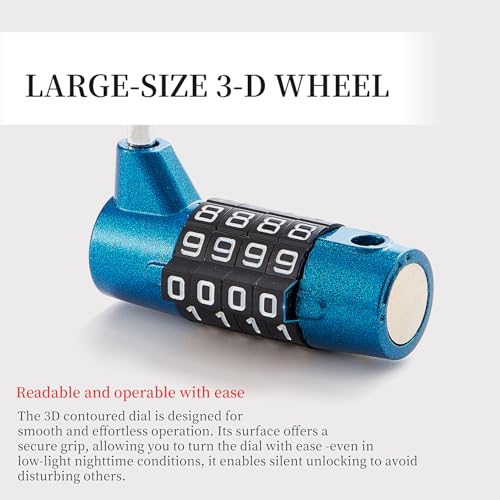 Image of Gym Locker Lock 4 Digit Combination Lock for Locker for School Gym Lock for Sports, Toolbox, Case, Hasp Storage(20) (Shackle Blue)