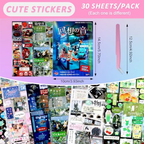 Image of 30-Page Japanese Sticker Book with 990+ Retro Comic-Style Stickers, DIY Scrapbooking and Kawaii Manga Journal Stickers for Planners, Crafts, Bullet Journals and Creative Decoration Album (#D)