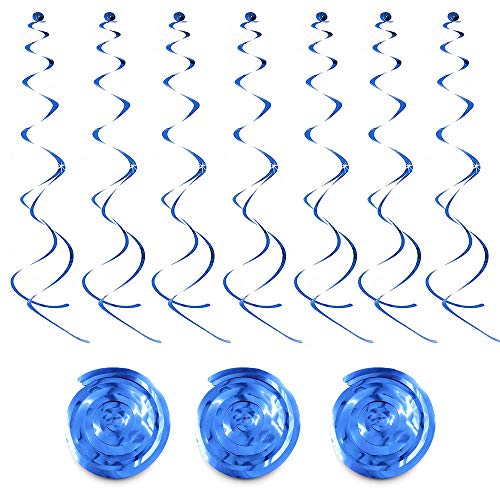 Amaoma Remolinos Colgantes Cumpleaños Serpentinas Fiesta Guirnalda de Techo Serpentinas Adornos Cumpleaños para Decoraciones de Fiesta Bodas Fiestas de Cumpleaños Carnaval Azul 70cm 3 Sets