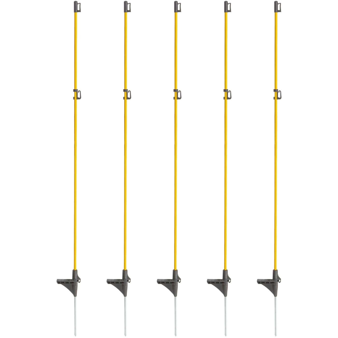 VOSS.farming 40x Fiberglaspfahl 110cm mit Kopfisolator für Weidezaun Metallspitze Weidezaunpfahl Pfahl gelb schwarz Ersatzpfahl Elektrozaun Zaunpfahl