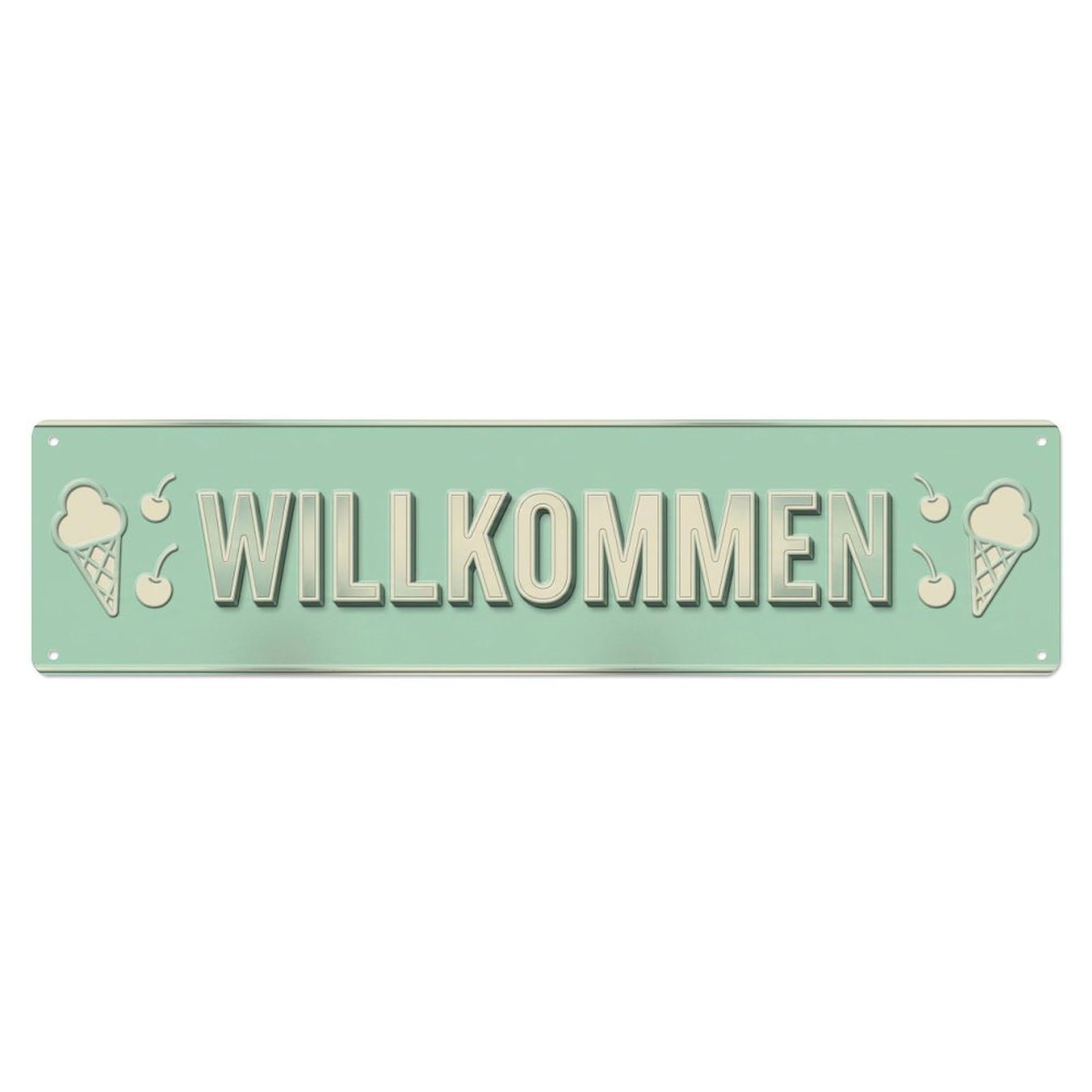 Mint Cream Retro Diner Welcome Metal Tin Sign