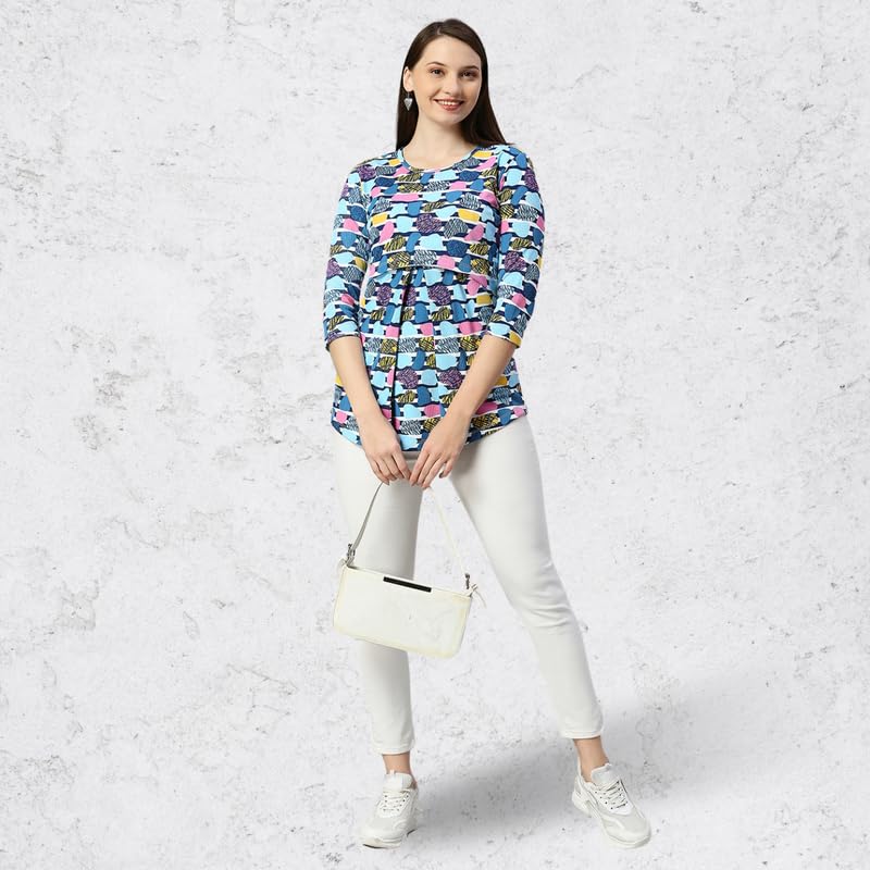 True Shape Maternity Tops for Women | Stylish Zipless Feeding Tunic Shirt with Breastfeeding Access in Knitted Hosiery for Pre & Post Pregnancy(TST-150-XL, Denim Blue) 2