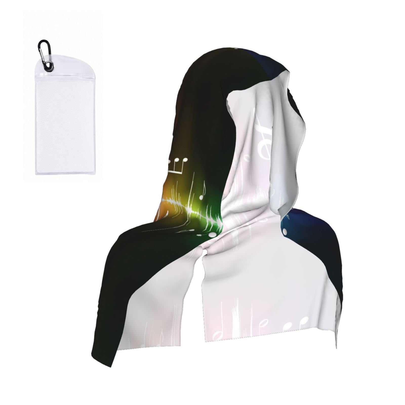 SATUSA Music Print Cooling Hoodie Towel, Cooling Towels For Neck And Face, Quick Drying Absorbent Cooling Head Towel Beach Camping Gym Construction(2pcs)
